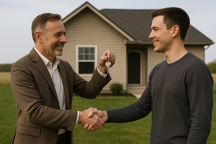 Homebuyer Receiving Keys to New House From Seller